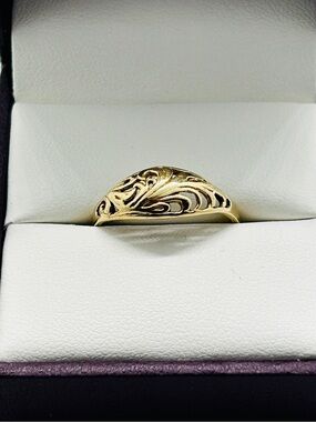 10k Gold Openwork Filigree Scroll Design Ring - Size 6